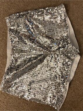 Silver Sequin Party Shorts